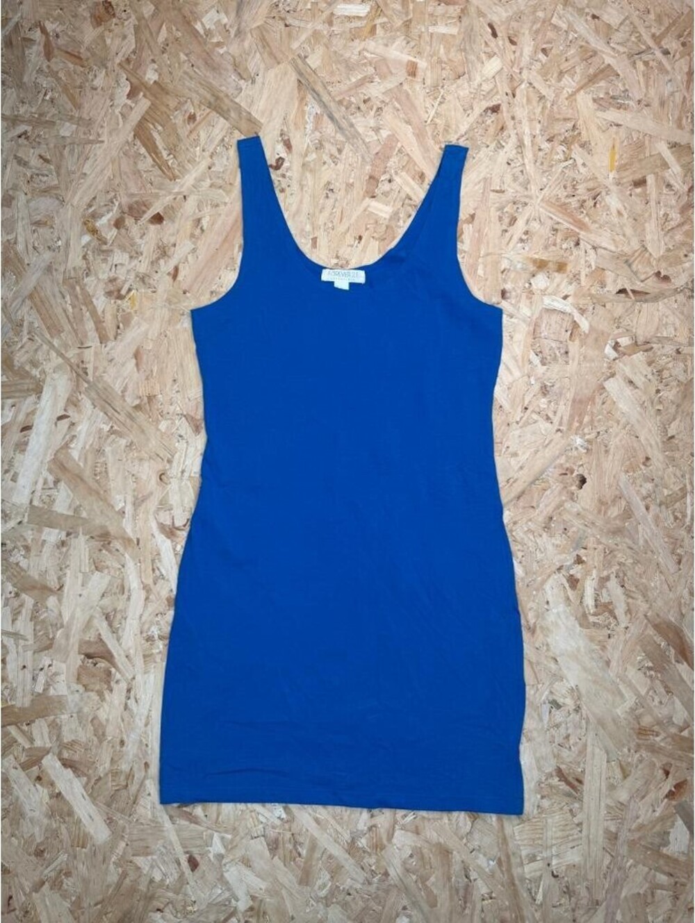 Forever 21 Essentials Blue Tank Dress Womens Large Knit Sleeveless Bodycon Mini